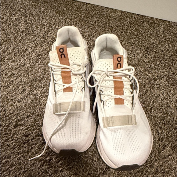 On Running White and Tan Athletic Shoes - Picture 2 of 2